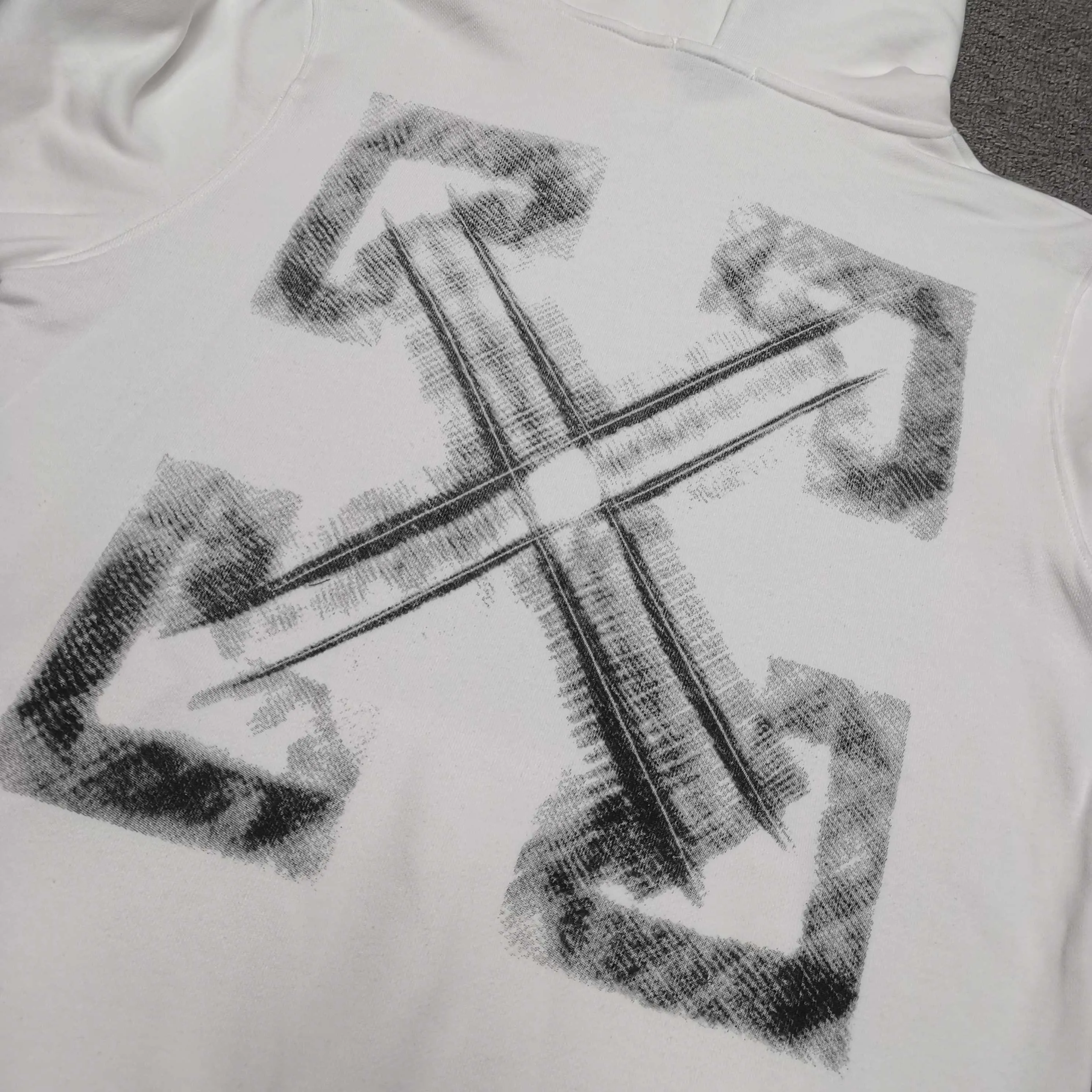 off white 25ss new arrow loose hooded sweatshirt Color: Black White Size: S M L XL P410